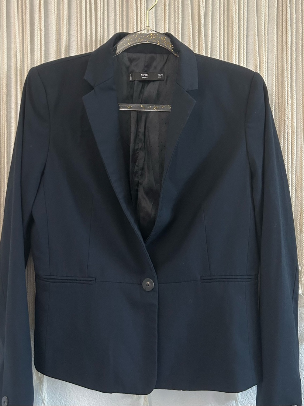 Mango MNG Navy One-Button Tailored Blazer | Classic Office Career Jacket - Picture 7 of 16